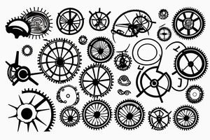 Planet in the shape of a cogwheel tattoo idea