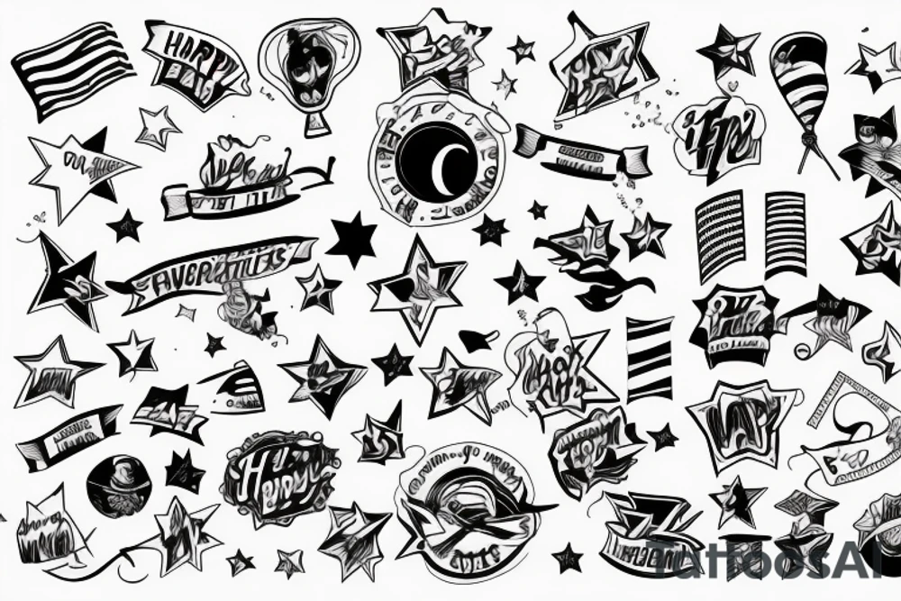 Happy party flags tattoo idea