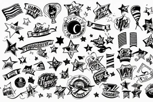 Happy party flags tattoo idea