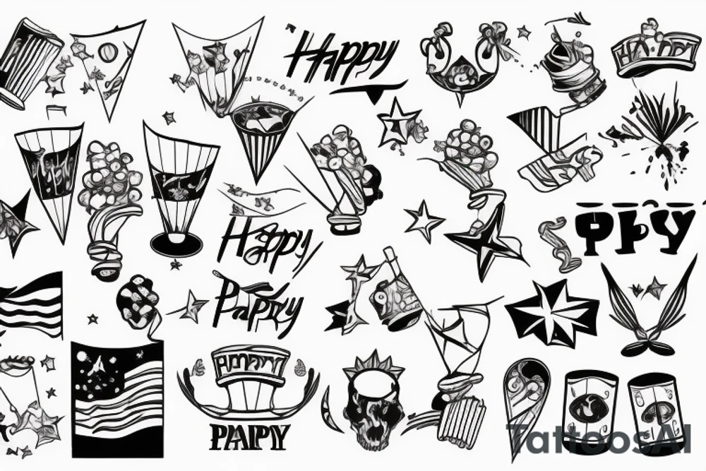 Happy party flags tattoo idea