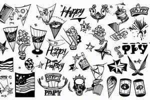 Happy party flags tattoo idea