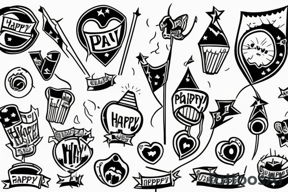 Happy party flags tattoo idea