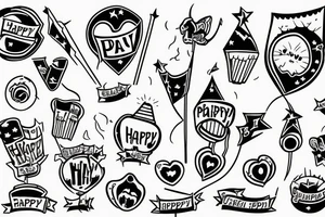 Happy party flags tattoo idea