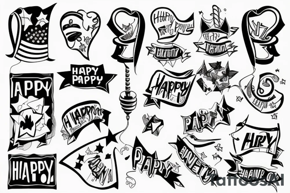 Happy party flags tattoo idea