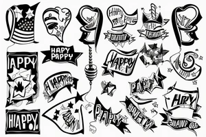 Happy party flags tattoo idea