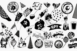 Happy party flags tattoo idea