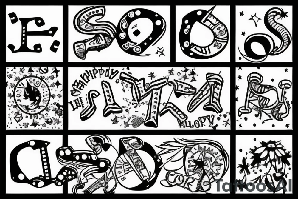 Happy party flags tattoo idea