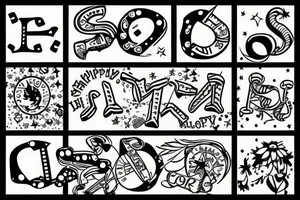 Happy party flags tattoo idea