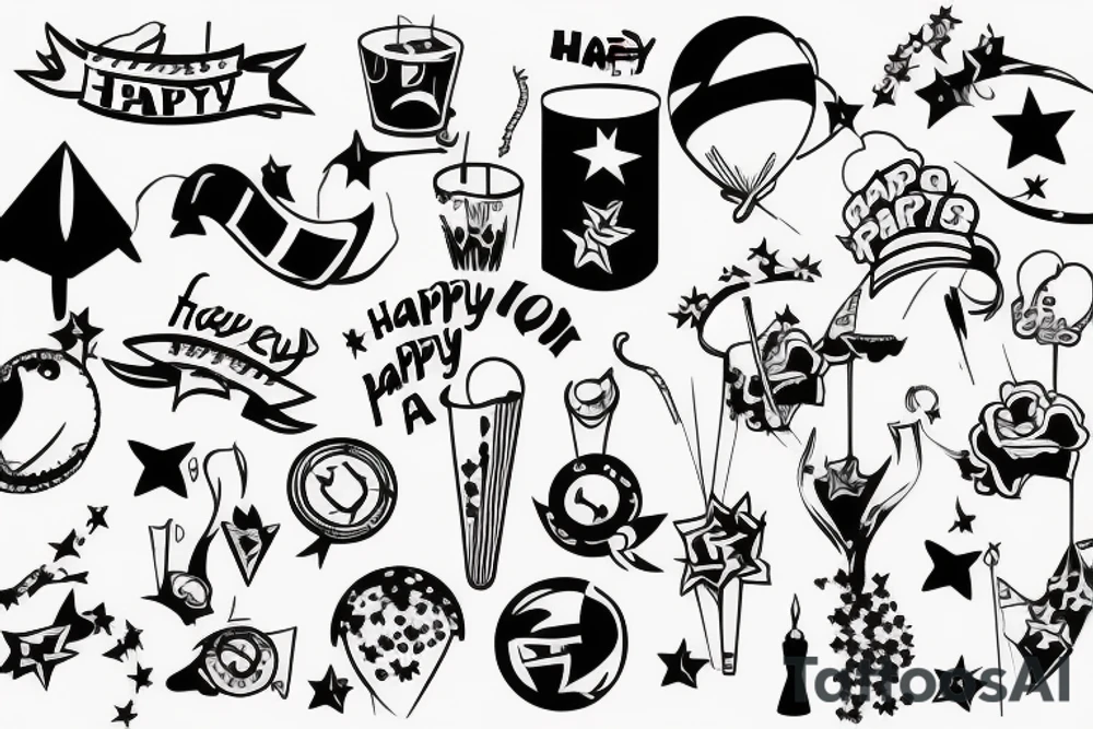 Happy party flags tattoo idea