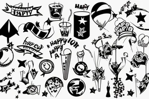 Happy party flags tattoo idea
