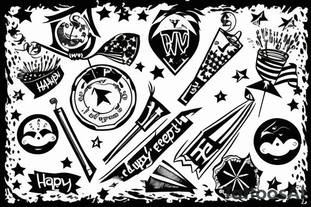 Happy party flags tattoo idea