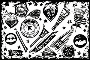 Happy party flags tattoo idea