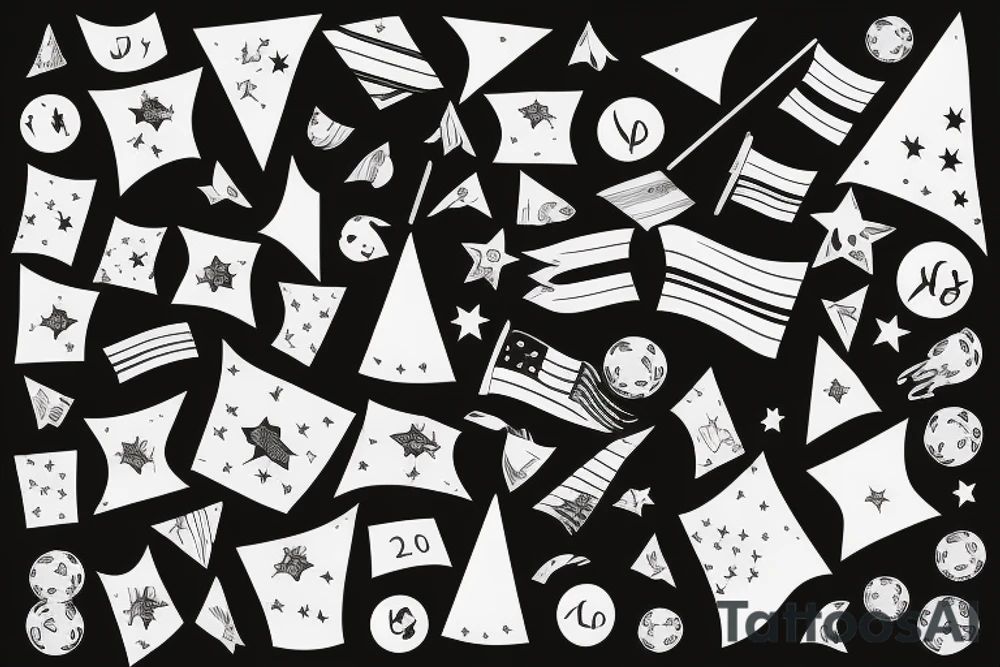 Happy party flags foil tattoo idea