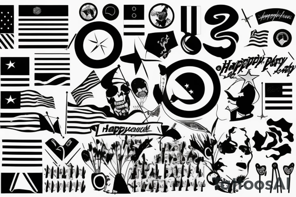 Happy party flags foil tattoo idea