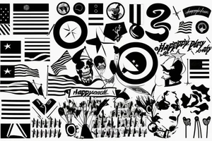 Happy party flags foil tattoo idea