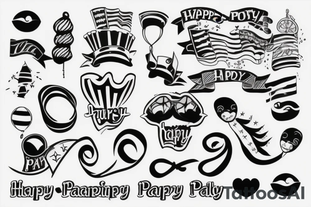 Happy party flags foil tattoo idea