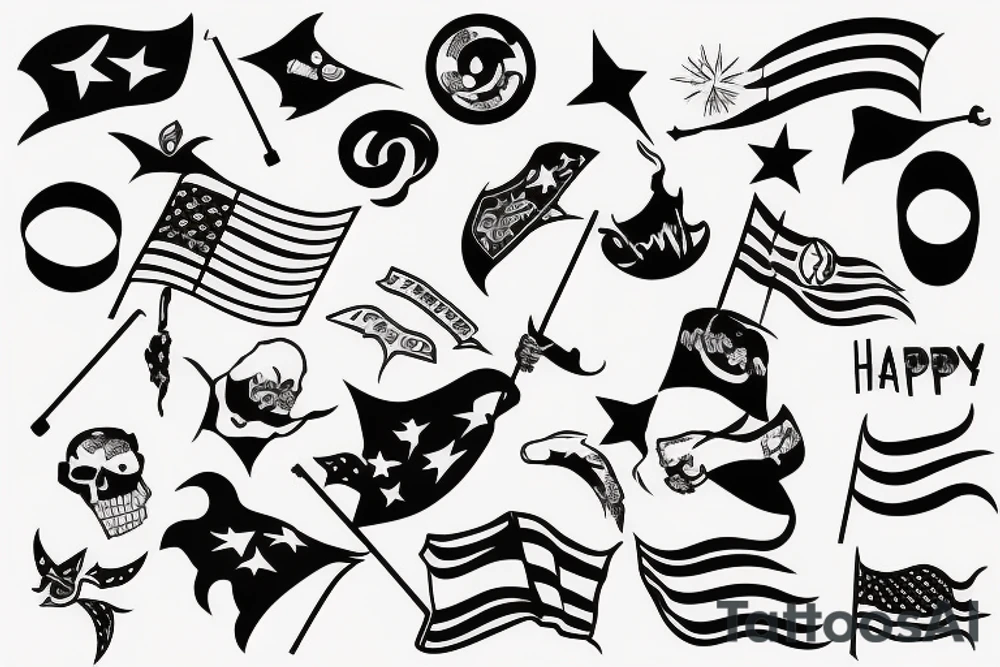 Happy party flags foil tattoo idea