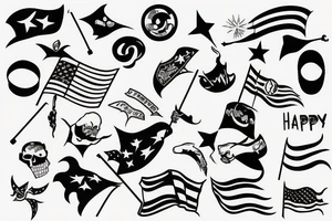 Happy party flags foil tattoo idea