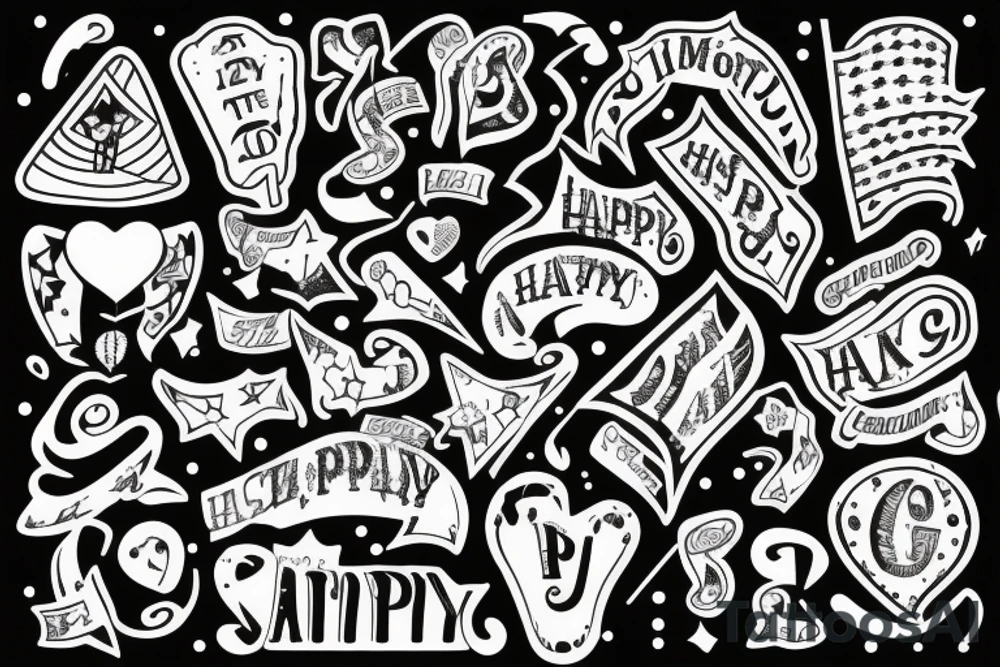 Happy party flags foil tattoo idea