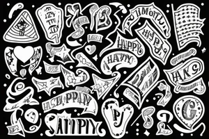 Happy party flags foil tattoo idea