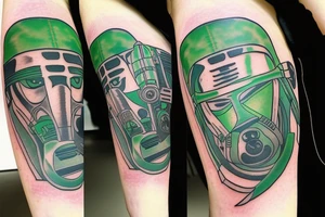 A Jedi master with a green lightsaber tattoo idea