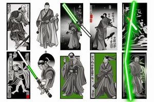 A Jedi master with a green lightsaber tattoo idea