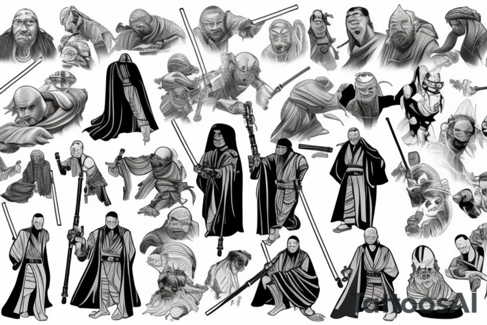 A Jedi master with a green lightsaber tattoo idea