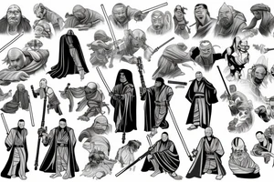 A Jedi master with a green lightsaber tattoo idea