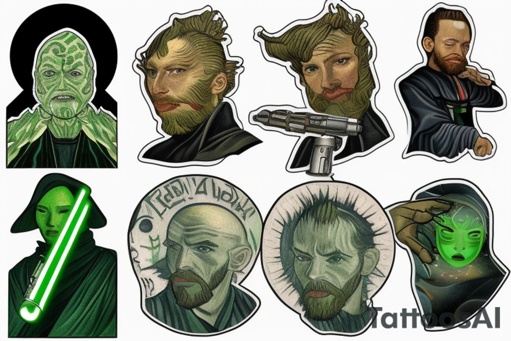 A Jedi master with a green lightsaber tattoo idea