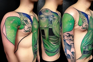 A Jedi master with a green lightsaber tattoo idea