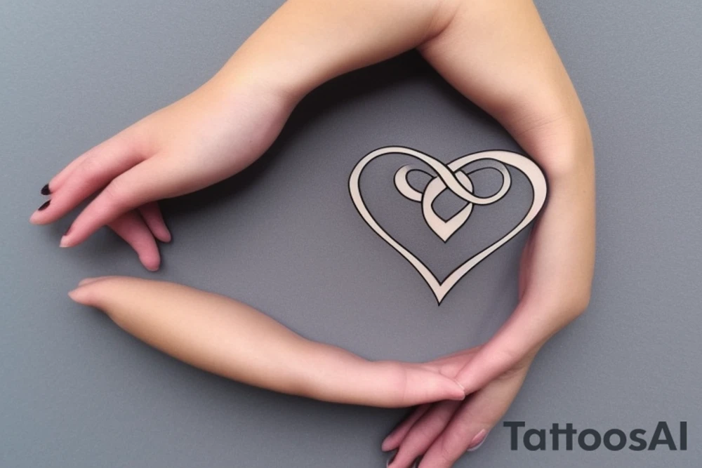 An infinity shape for a mother and three daughters. Must be inscribed "Humble and Kind". On a white background tattoo idea