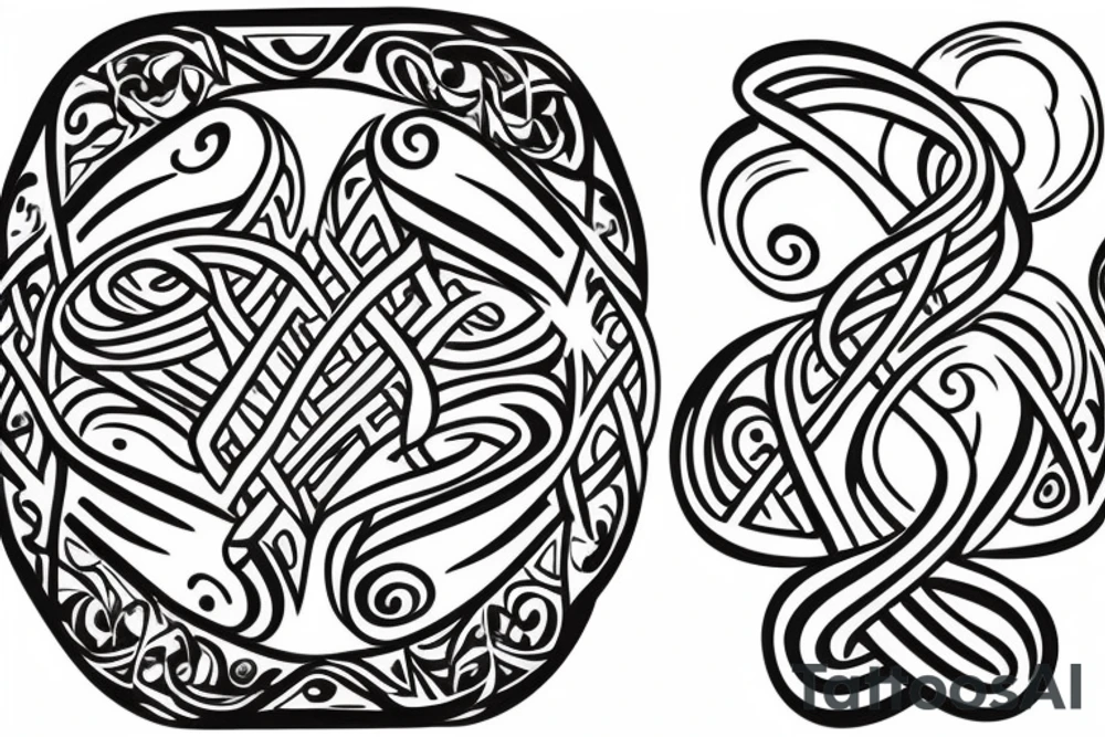 An infinity shape for a mother and three daughters. Must be inscribed "Humble and Kind". On a white background tattoo idea