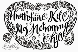 An infinity shape for a mother and three daughters. Must be inscribed "Humble and Kind". On a white background tattoo idea