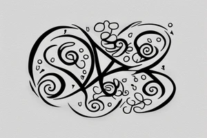 An infinity shape for a mother and three daughters. Must be inscribed "Humble and Kind". On a white background tattoo idea