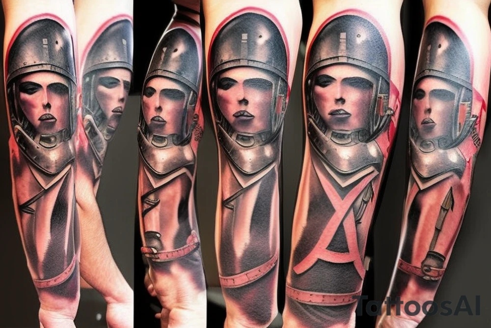 A gladiator helmet tattoo idea