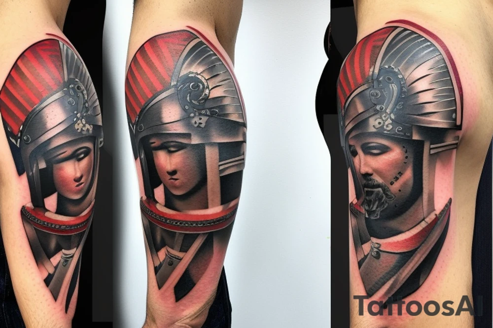 A gladiator helmet tattoo idea
