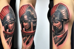A gladiator helmet tattoo idea
