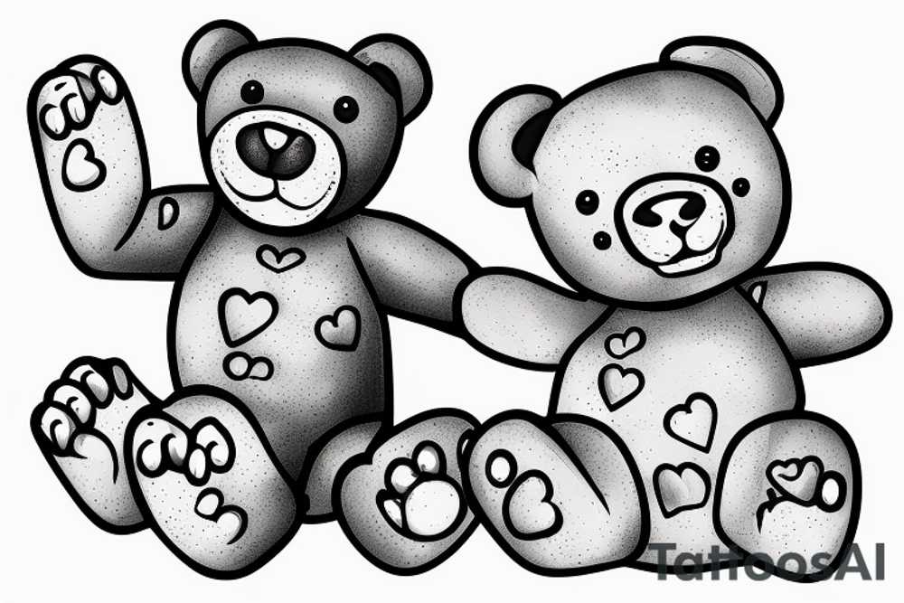 Stuffy teddy bear with cat paw print in belly tattoo idea