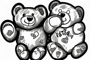 Stuffy teddy bear with cat paw print in belly tattoo idea