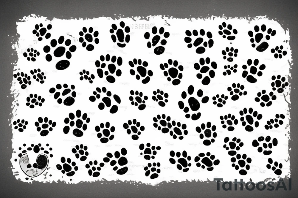 Stuffy teddy bear with cat paw print in belly tattoo idea