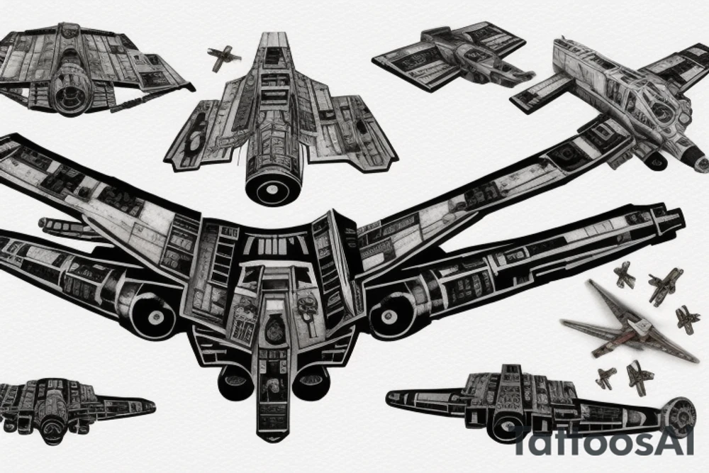 X wing fighter leaving the death star tattoo idea