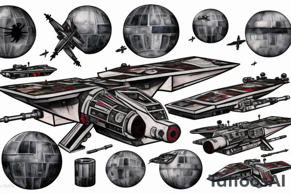 X wing fighter leaving the death star tattoo idea