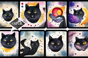 black cat looking up at stars tattoo idea