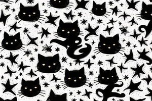 black cat looking up at stars tattoo idea