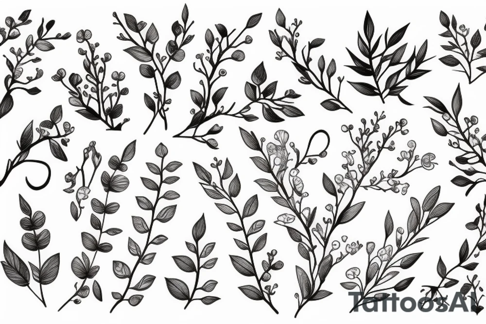 Flowering branch with small flowers tattoo idea