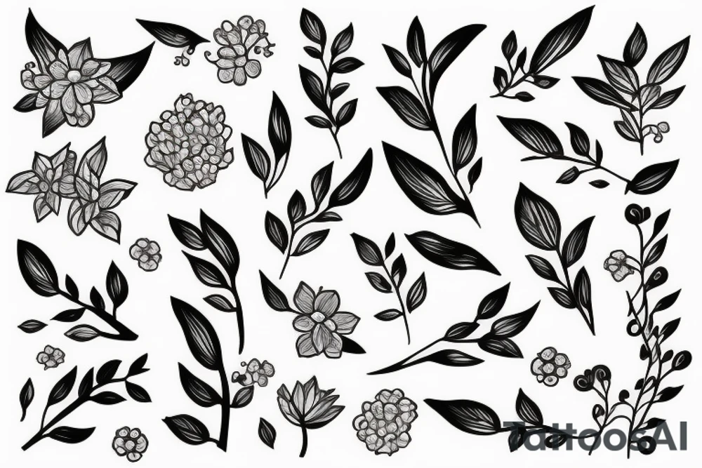 Flowering branch with small flowers tattoo idea