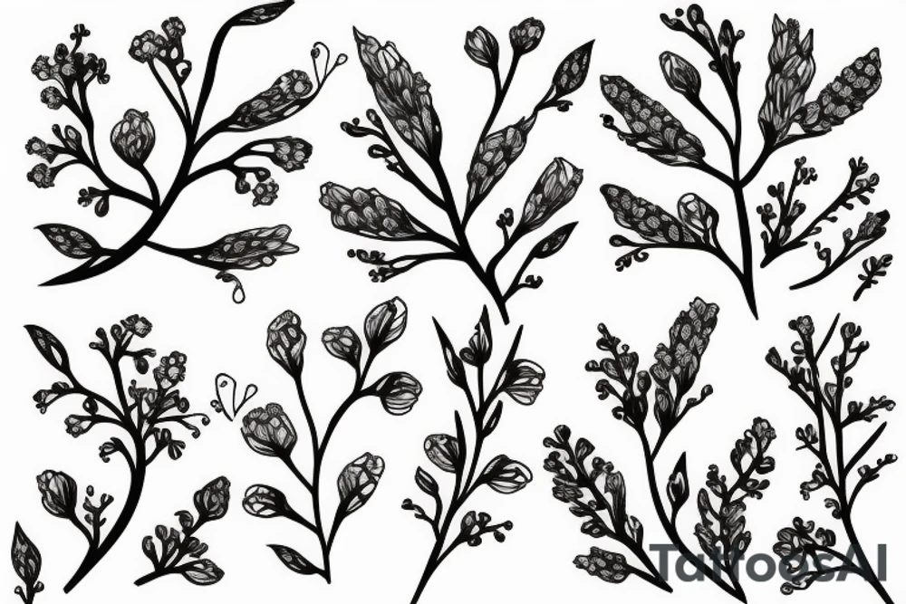 Flowering branch with small flowers tattoo idea