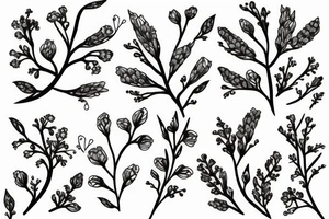 Flowering branch with small flowers tattoo idea
