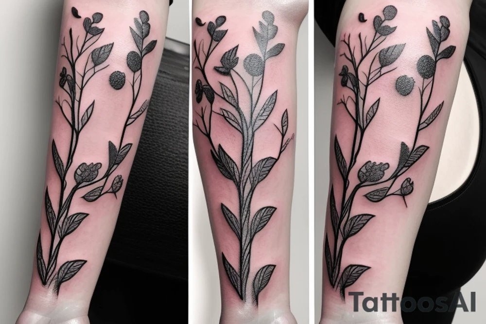 one Flowering branch with small flowers tattoo idea
