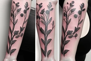 one Flowering branch with small flowers tattoo idea